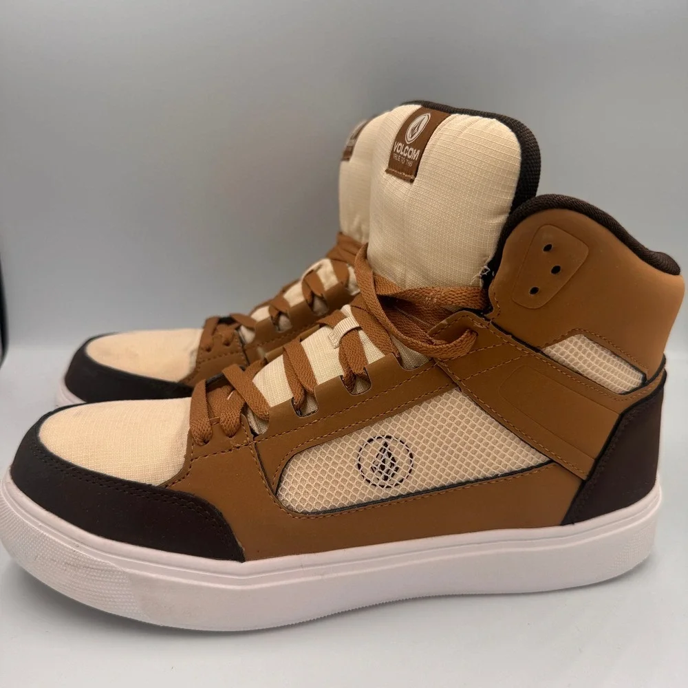 Volcom Mens VM30246 High Top Work Sneakers Brown Tan ASTM F2413-18 EH SR Safety